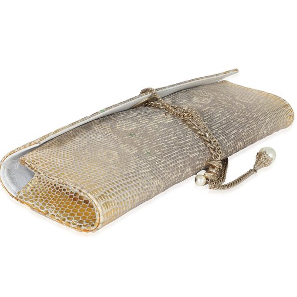 Chanel Gold Lizard Tube Flap Clutch - Picture 5 of 6
